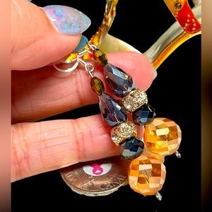 Amber and black classic earrings -dangle/drop